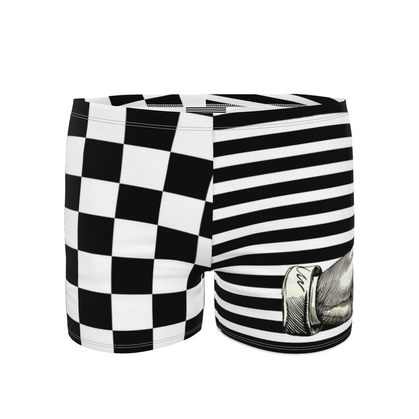 Black and white swimming trunks on sale